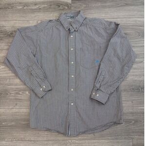 Ariat Pro Series Mens Medium Plaid Button Up Long Sleeve Shirt Cowboy Rodeo‎